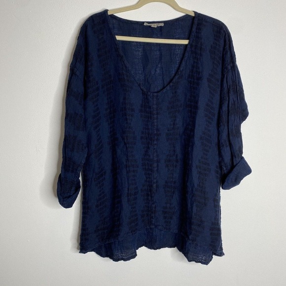 Flax Button V Neck Tunic Top Size‎ Small - Picture 1 of 5